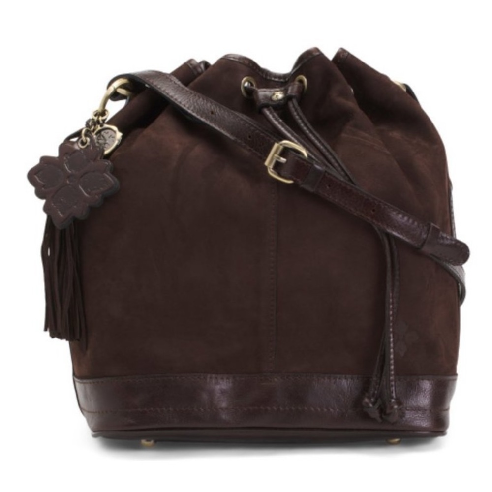 Patricia Nash Melrose Drawstring with Floret Key Fob Chocolate Nubuck | NWT